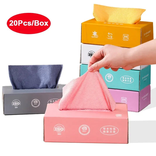 Reusable Pack of 20Pcs/box Microfiber Towel Absorbent Kitchen Cleaning Dishcloths