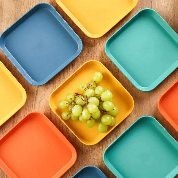 Square Serve Snack Plate Set With Plastic Holder