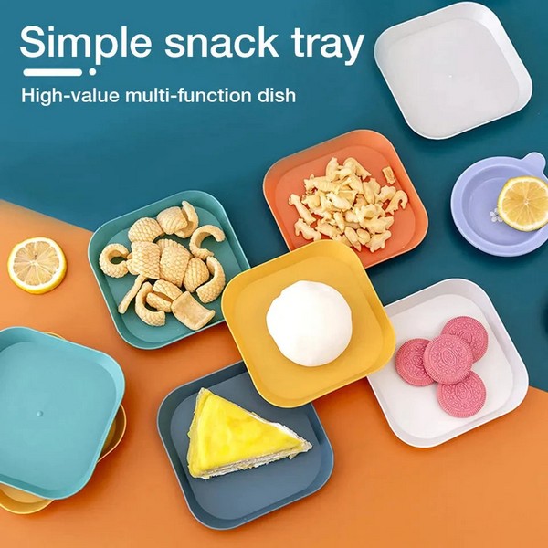 Square Serve Snack Plate Set With Plastic Holder