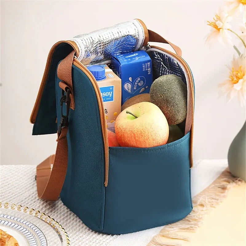 Stainless steel 2 layer lunch box with thermal bag