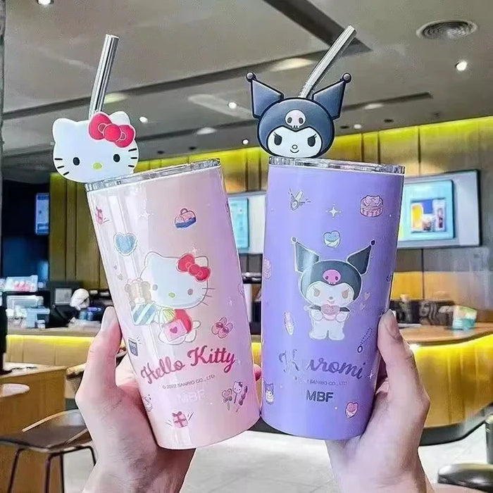 Cartoon Anime Cup With Straw