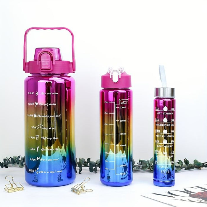 Set of 3 Metallic Color Water Bottle