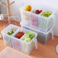 3 Partitions High Quality Kitchen Plastic Fridge Storage Lid With Handle