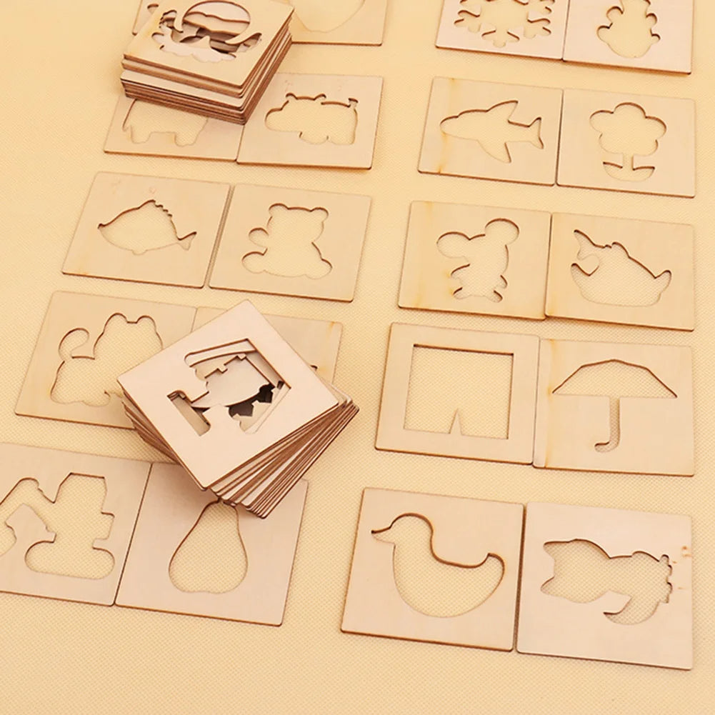 Wooden Stencils drawing kit for Kids (12 Pcs)