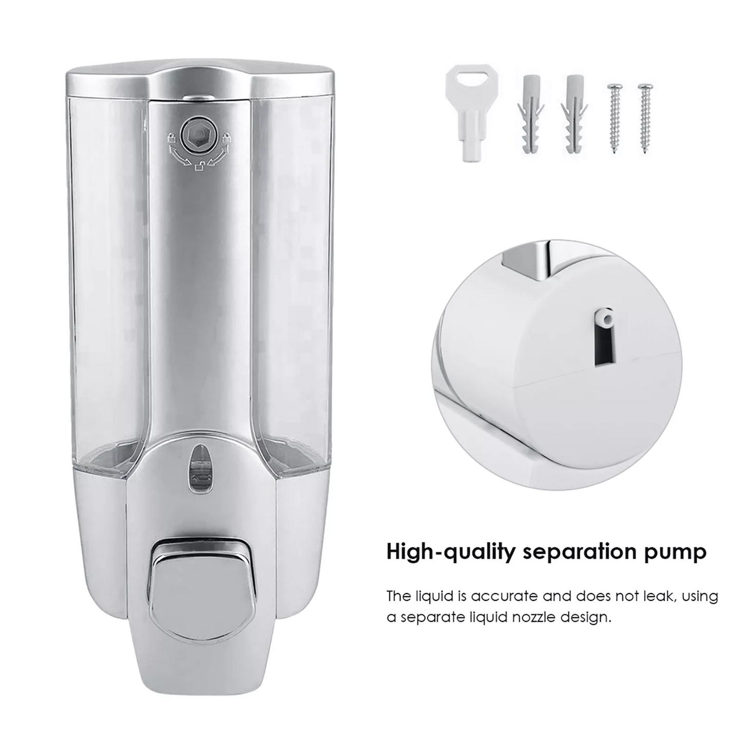 350ml Plastic Kitchen Bathroom Wall Mounted Liquid Soap Dispenser.