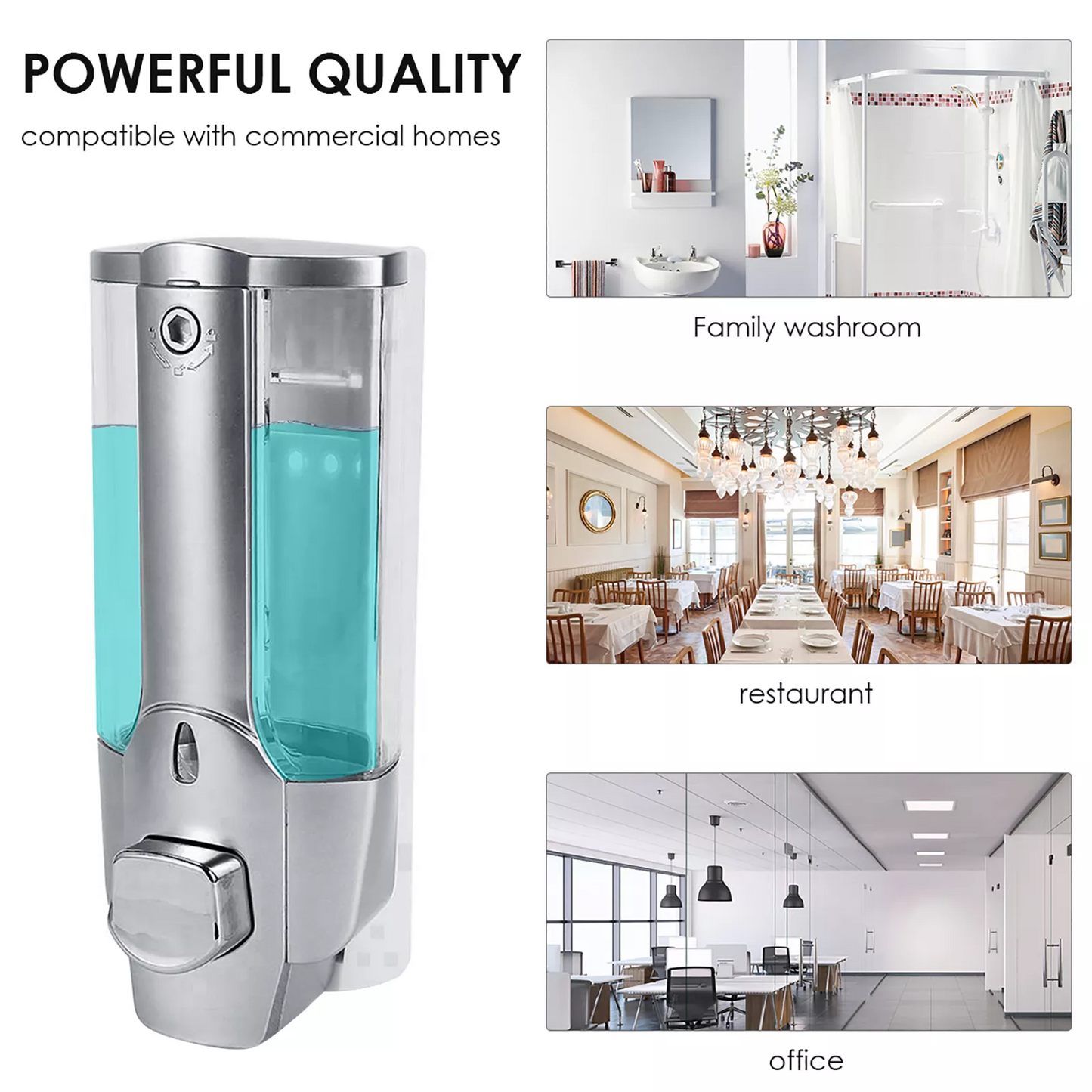 350ml Plastic Kitchen Bathroom Wall Mounted Liquid Soap Dispenser.