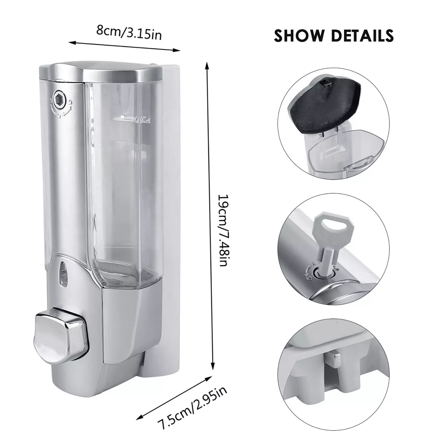 350ml Plastic Kitchen Bathroom Wall Mounted Liquid Soap Dispenser.