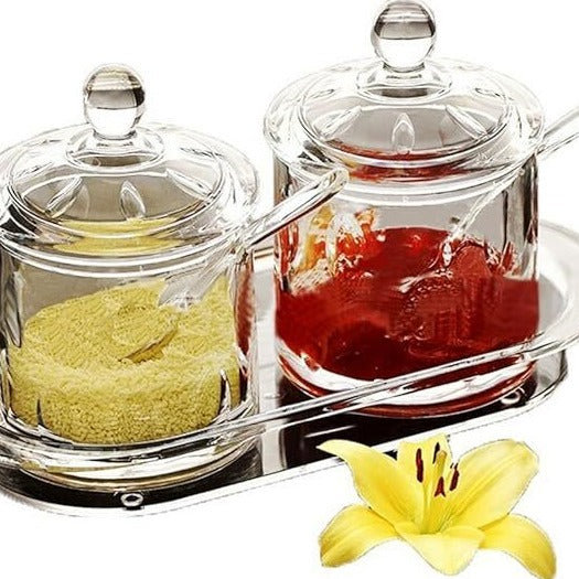 Acrylic Clear Glass Jam Jar Set