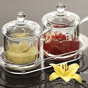 Acrylic Clear Glass Jam Jar Set