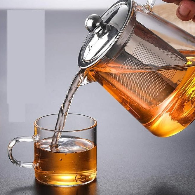 Borosilicate Glass Teapot High Temperature Resistant Tea & Coffee Pot with Infuser Strainer Lid