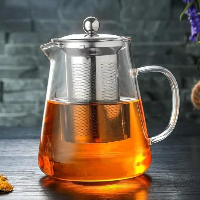 Borosilicate Glass Teapot High Temperature Resistant Tea & Coffee Pot with Infuser Strainer Lid