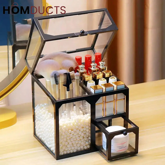 Glass Cosmetic And Makeup Brush Organiser