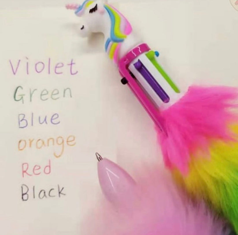 Unicorn Feather Ball Point Pen, Plush Cute Multicolor Office Signature Pen, Romantic Stationery Gift