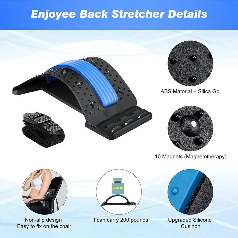 Magnetic Back Stretcher, Magic Back Support Spine Stretcher with Foam Pad, Back Massager Stretcher, Multi Level Back Stretcher, Back Stretching Device, Back Massager for Bed, Magic Stretch Fitness Lumbar Support, Spinal Curve Back Stretcher