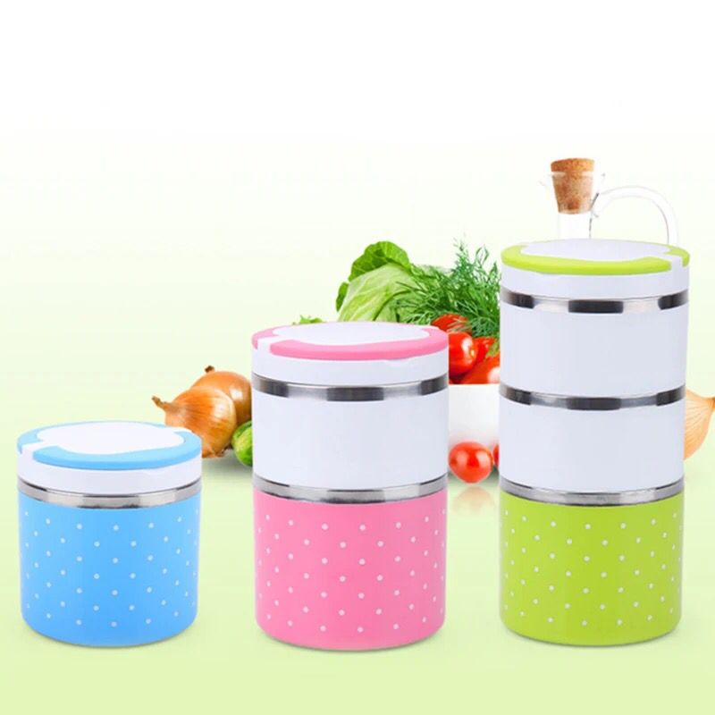 Portable Dotted Tiffin Box, Stainless Steel Bento Student Lunch Box,