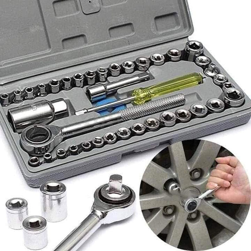 40 Pcs Combination Socket Wrench Set Tool Kit