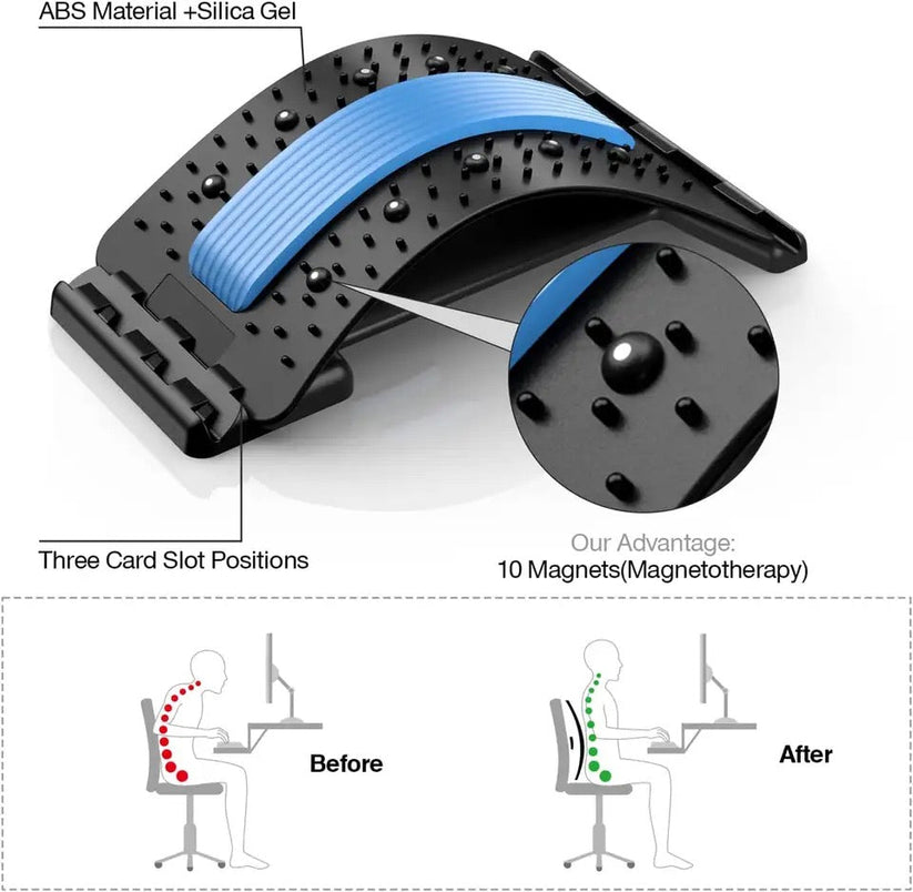 Magnetic Back Stretcher, Magic Back Support Spine Stretcher with Foam Pad, Back Massager Stretcher, Multi Level Back Stretcher, Back Stretching Device, Back Massager for Bed, Magic Stretch Fitness Lumbar Support, Spinal Curve Back Stretcher