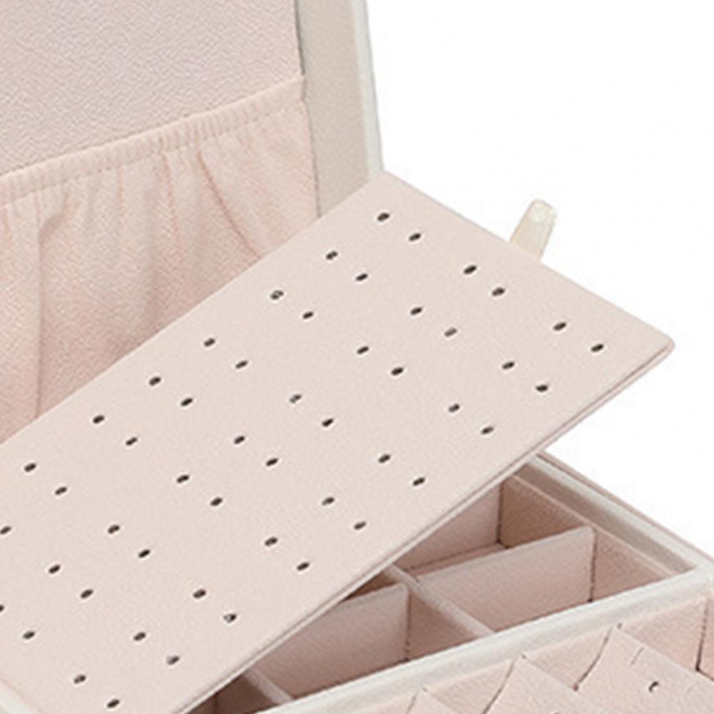 2 Layer Large Travel Jewelry Case , PU Leather Jewellery Holder Organizer with Removable Tray