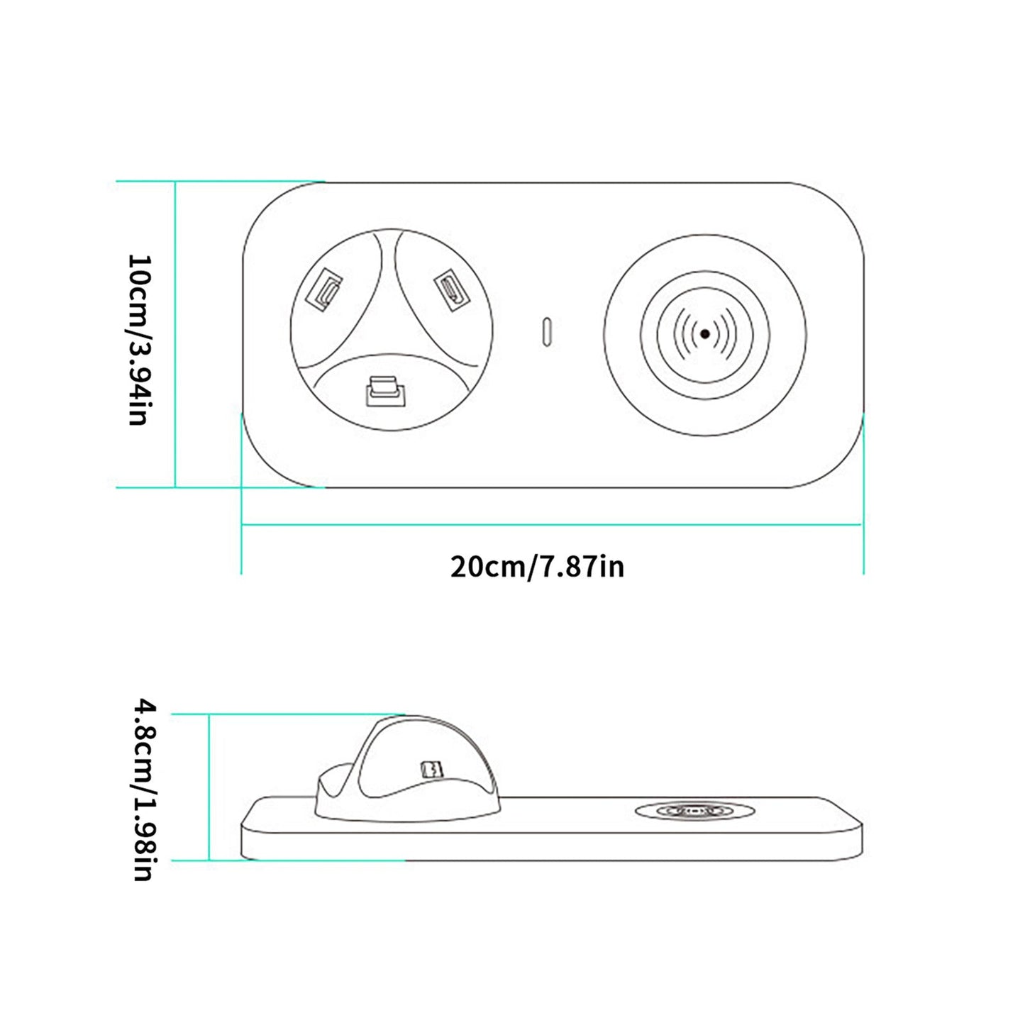 3 In 1 Multi Function Wireless Charger For Phone,Smart Watches And Bluetooth Headphones