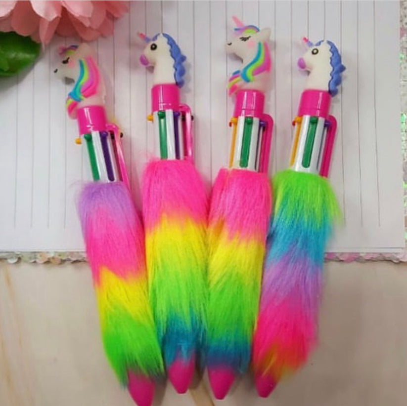 Unicorn Feather Ball Point Pen, Plush Cute Multicolor Office Signature Pen, Romantic Stationery Gift