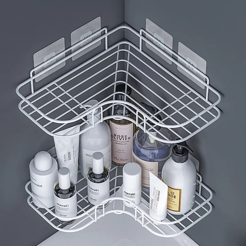 Wall Mounted 3m Sticker Bathroom Shelves Corner Storage Rack