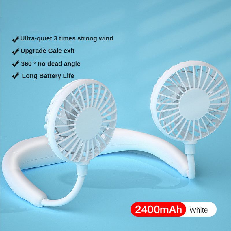 Rechargeable Potable Dual Head Neck Fan