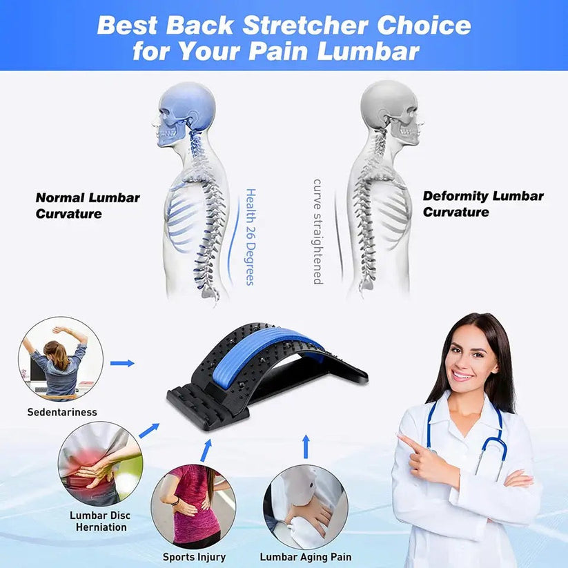 Magnetic Back Stretcher, Magic Back Support Spine Stretcher with Foam Pad, Back Massager Stretcher, Multi Level Back Stretcher, Back Stretching Device, Back Massager for Bed, Magic Stretch Fitness Lumbar Support, Spinal Curve Back Stretcher