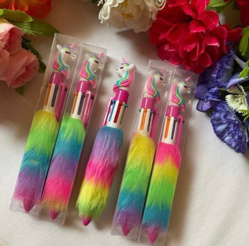 Unicorn Feather Ball Point Pen, Plush Cute Multicolor Office Signature Pen, Romantic Stationery Gift