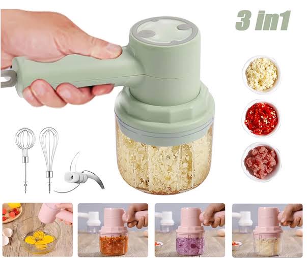 2 in 1 Electric Hand Mixer & Food Chopper with Detachable 3