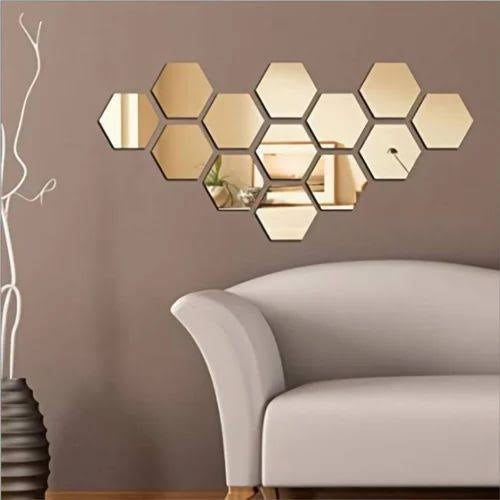 Hexagon 3D Acrylic Decor Mirror Wall Sticker for Dining Room Wall Decor