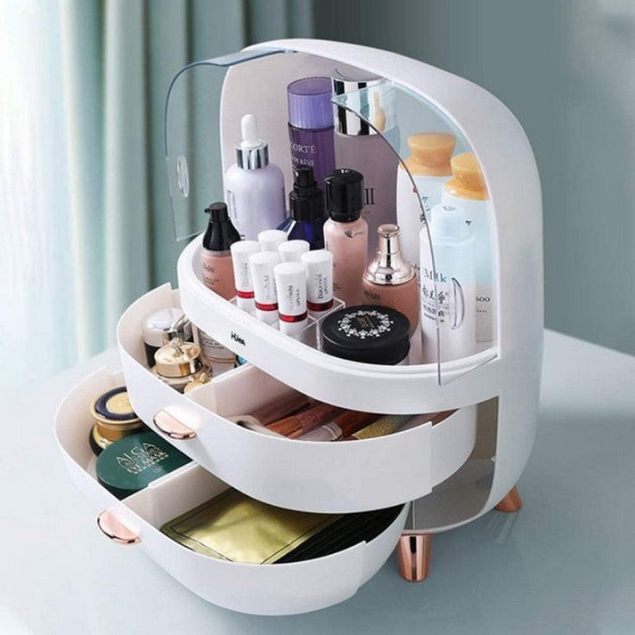 Cosmetics Storage Organizer Desktop Display Rack With Drawer Jewelry Container