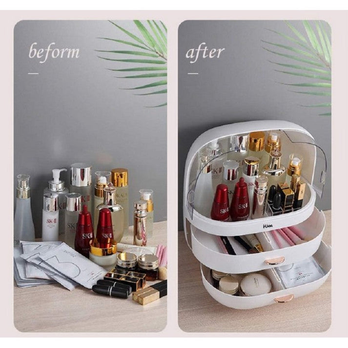 Cosmetics Storage Organizer Desktop Display Rack With Drawer Jewelry Container