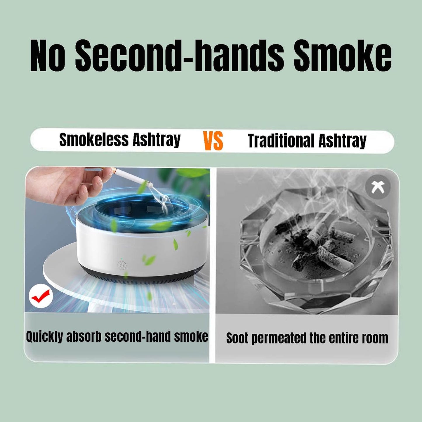 Smart Smoke Ashtray, Smoke Removal Air Purification Ashtray,